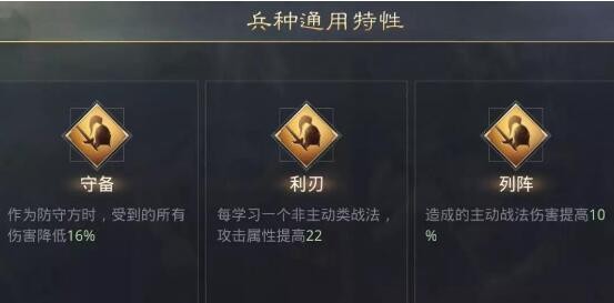 率土之滨兵种特性介绍 兵种特性效果一览